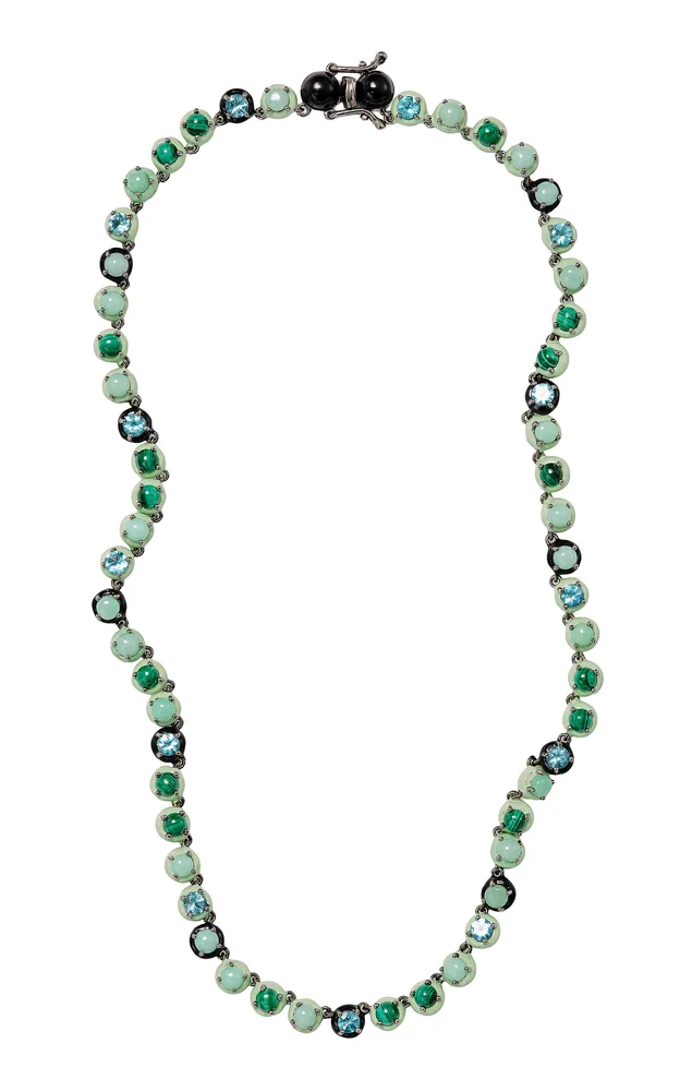 Small Georgian Sterling Silver Chrysoprase Riviere Necklace