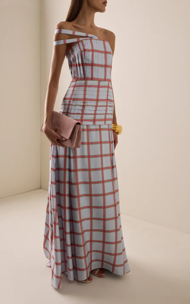 Estella Grid Wool Maxi Dress