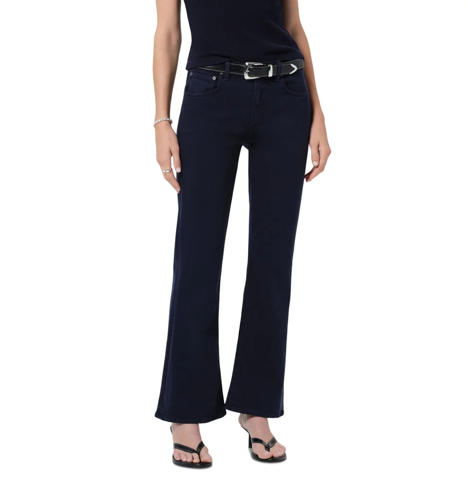 Goldie Mid Rise Kick Flare Jeans in Navy