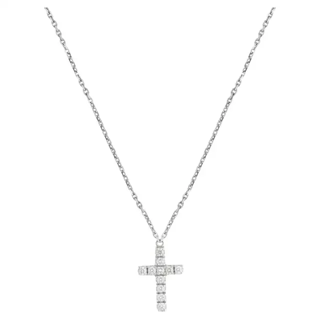 Vintage Cartier Symbol Diamond Cross Necklace