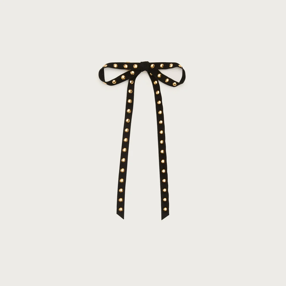 Studded leather hair bow