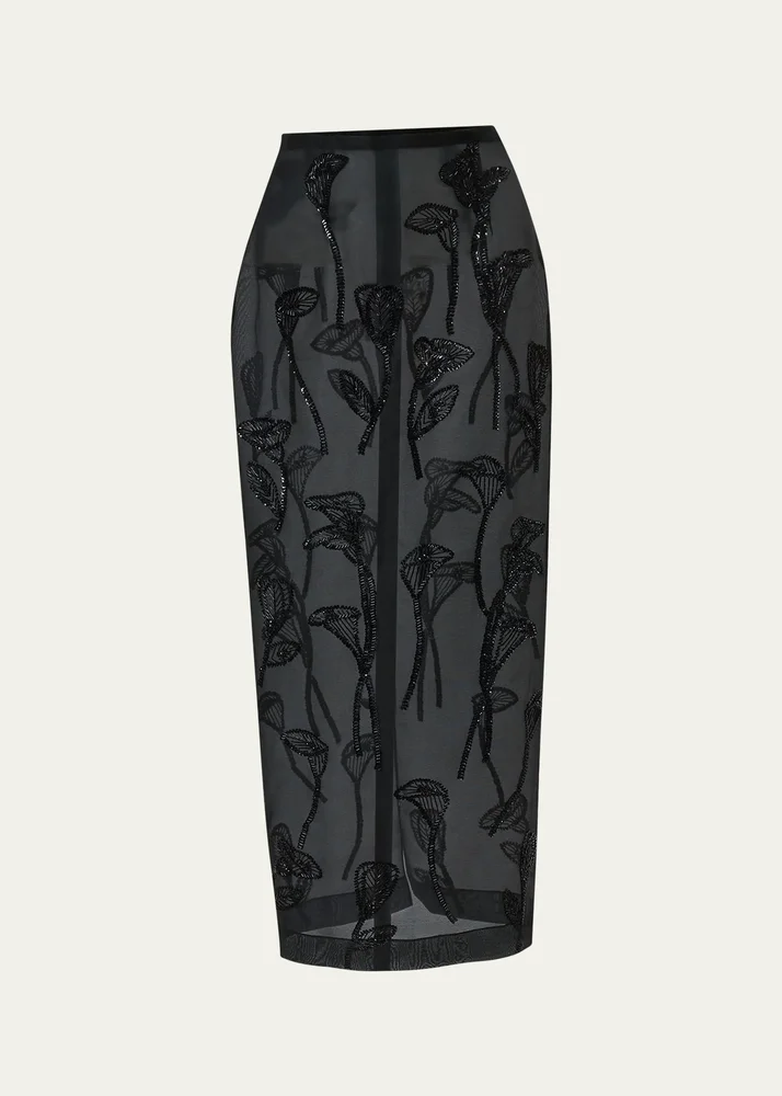 Embellished Silk Maxi Skirt