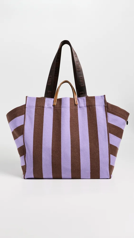 Canvas Stripe Beach Tote Bag