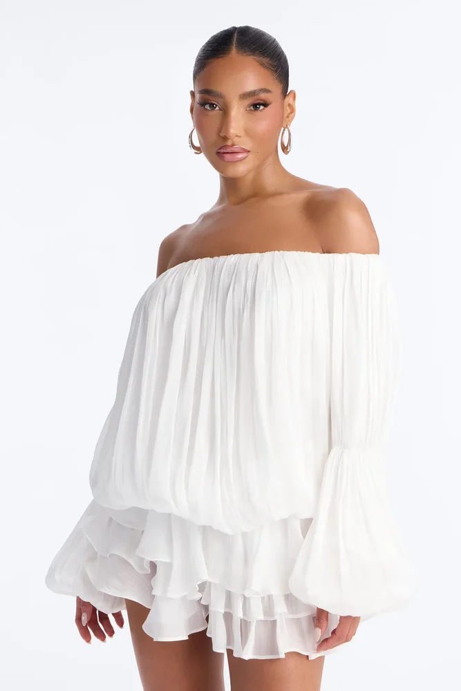 Oralee Off Shoulder Organza Mini Dress