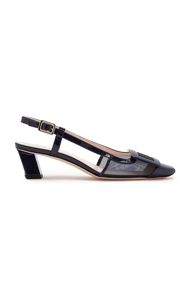 Belle Vivier Lacquered Mesh Slingback Pumps