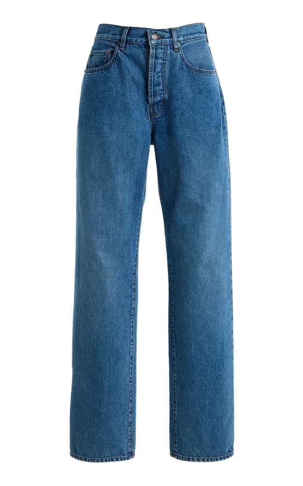 Temple Rigid Mid-Rise Straight-Leg Jeans