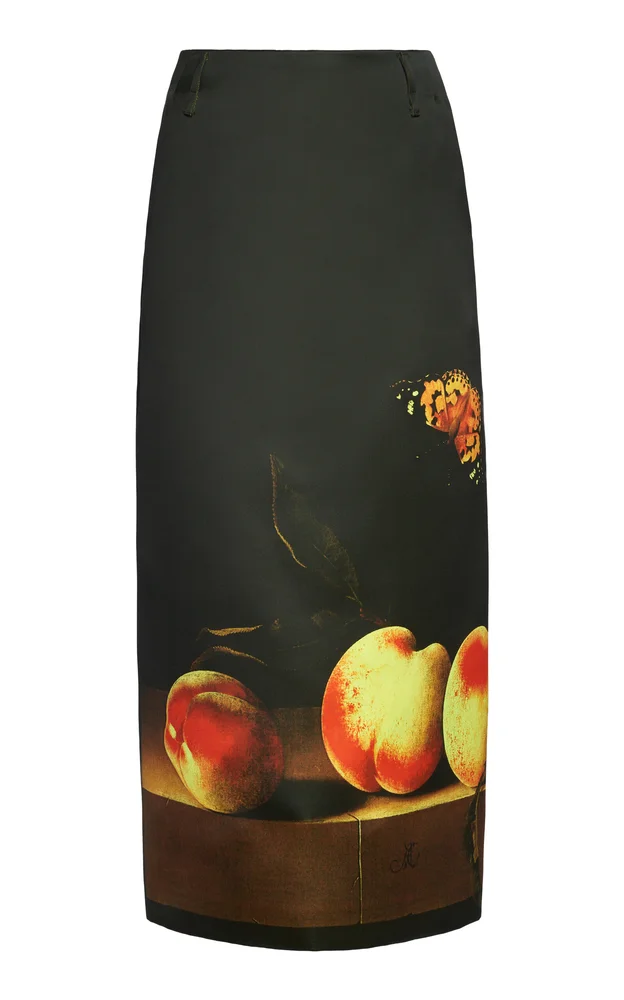 Sentista Printed Satin Midi Skirt