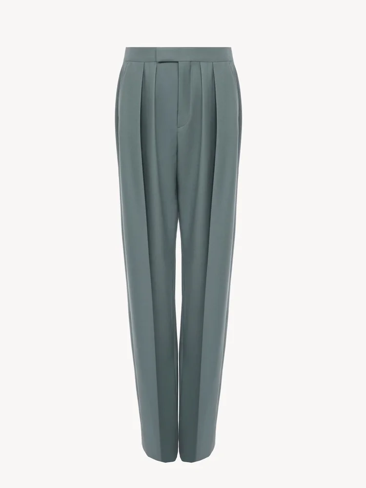 Tailored cigarette pants in wool gabardine