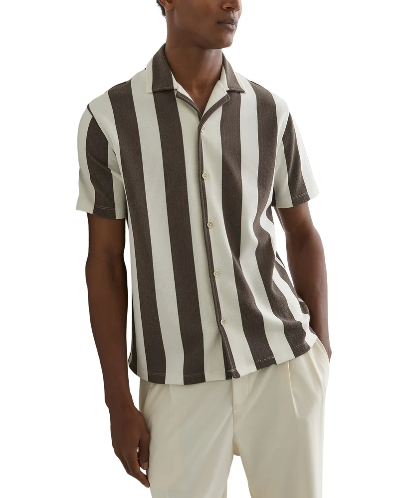 Block Stripe Cuban Collar Shirt