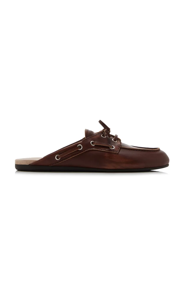 Leather Boat Shoe Mules