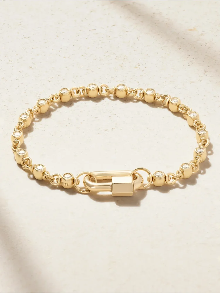 Chubby Babylock + Small Canned Chain 18-karat gold diamond bracelet