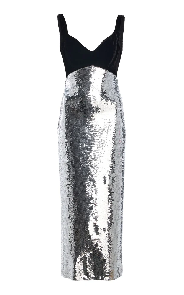 Silk-Blend Color-Block Sleeveless Cocktail Dress