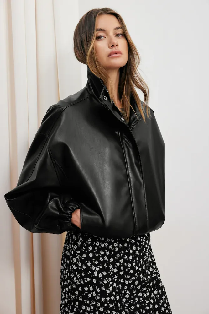 Brynn Faux Leather Bomber Jacket