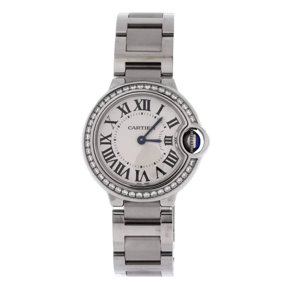 Pre-Owned Ballon Bleu de Cartier Quartz Watch Stainless Steel with Diamond Bezel 28