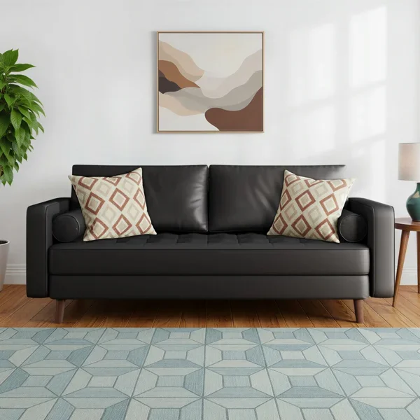 Bridgeview Leather Mid Century Modern Upholstered Square Arm Sofa or Loveseat (70" W loveseat)