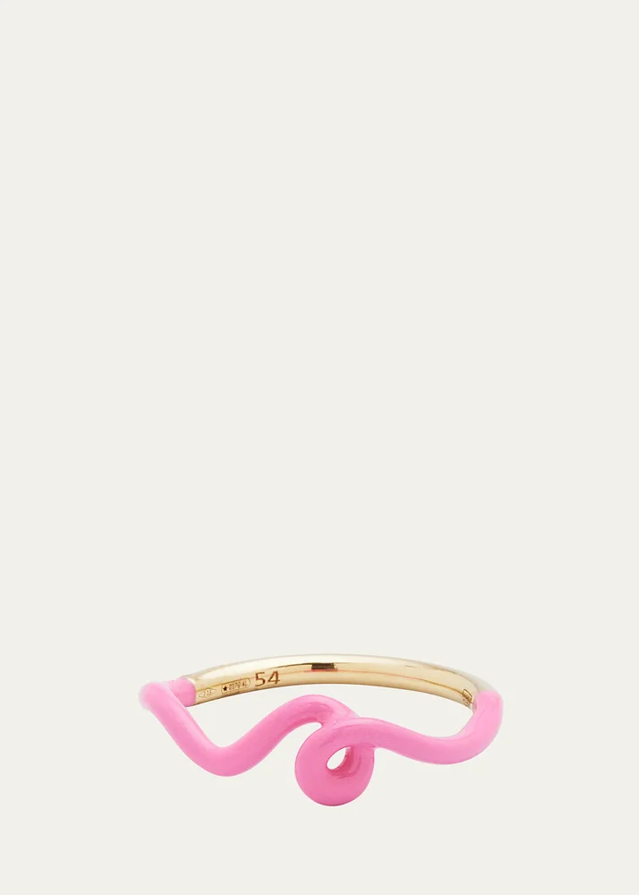 Wow Mini Mono Ring with Bubblegum Pink Enamel