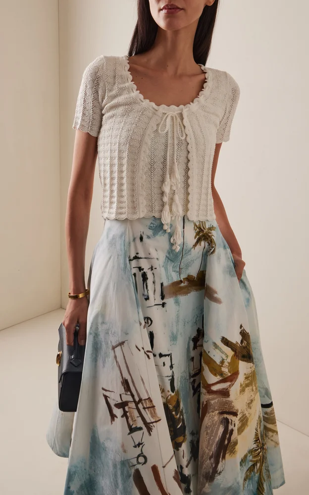 Pointelle-Knit Cotton-Silk Cardigan