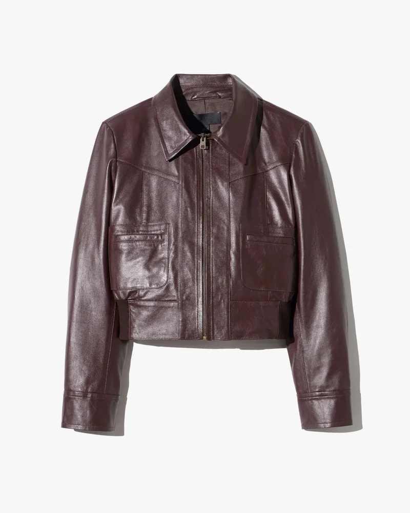 Charly Leather Jacket in Bordeaux