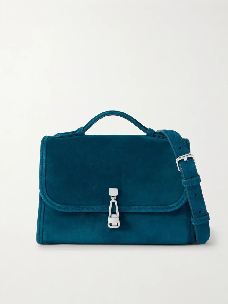 Leonora small suede top-handle bag