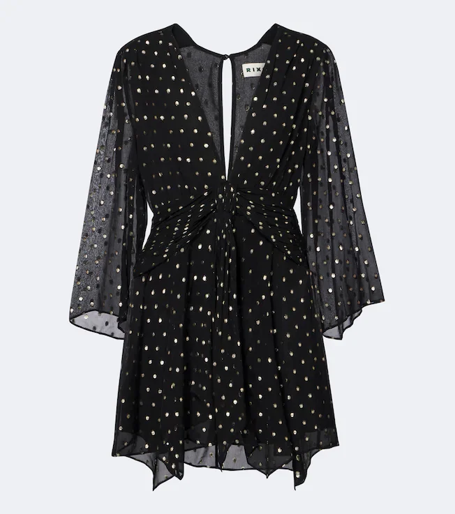 Clove polka-dot chiffon minidress