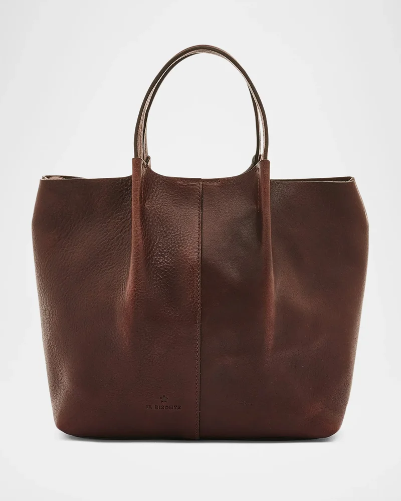 Nina Small Pleated Leather Tote Bag
