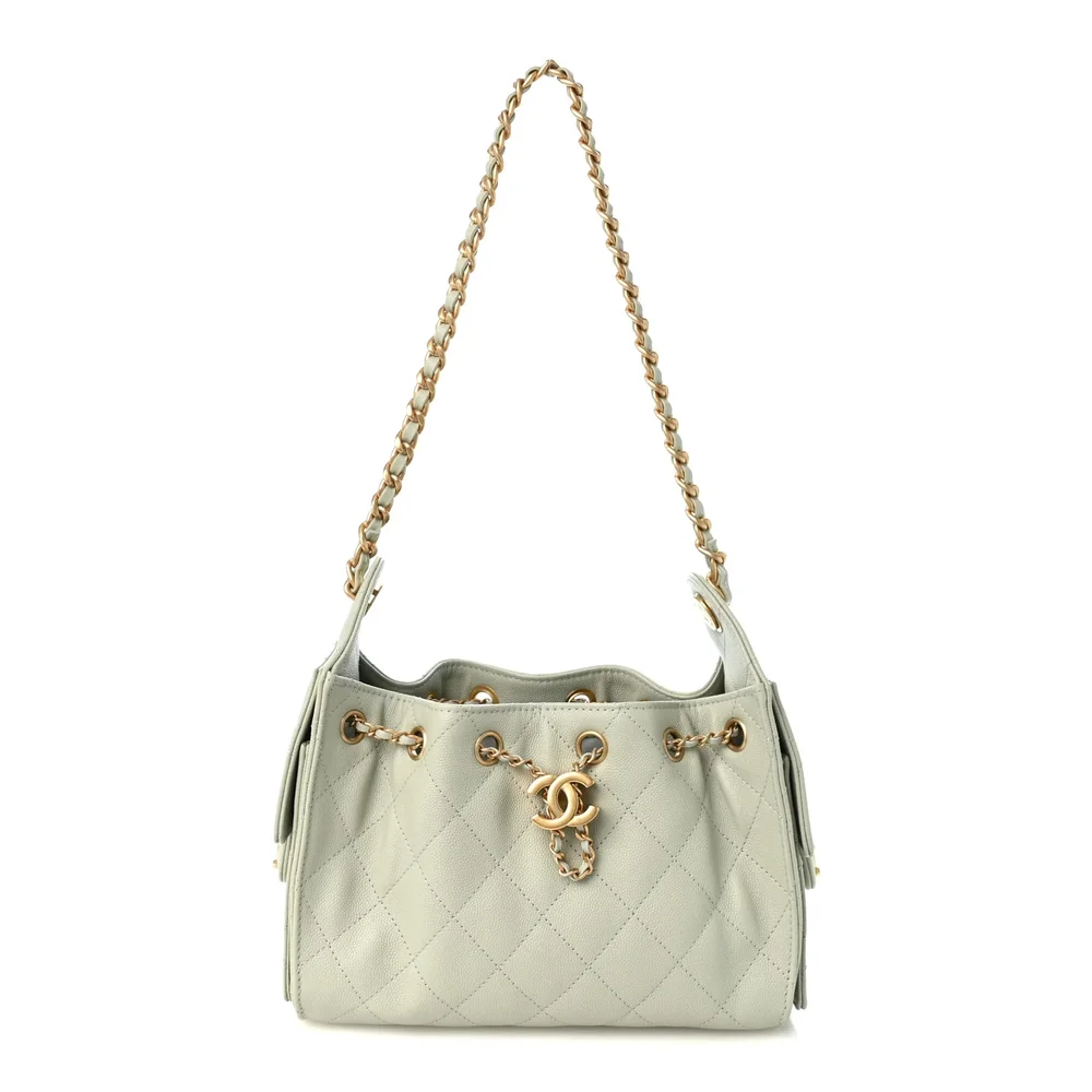 Pre-Owned 25 Mini Hobo Bag Quilted Caviar Light Green
