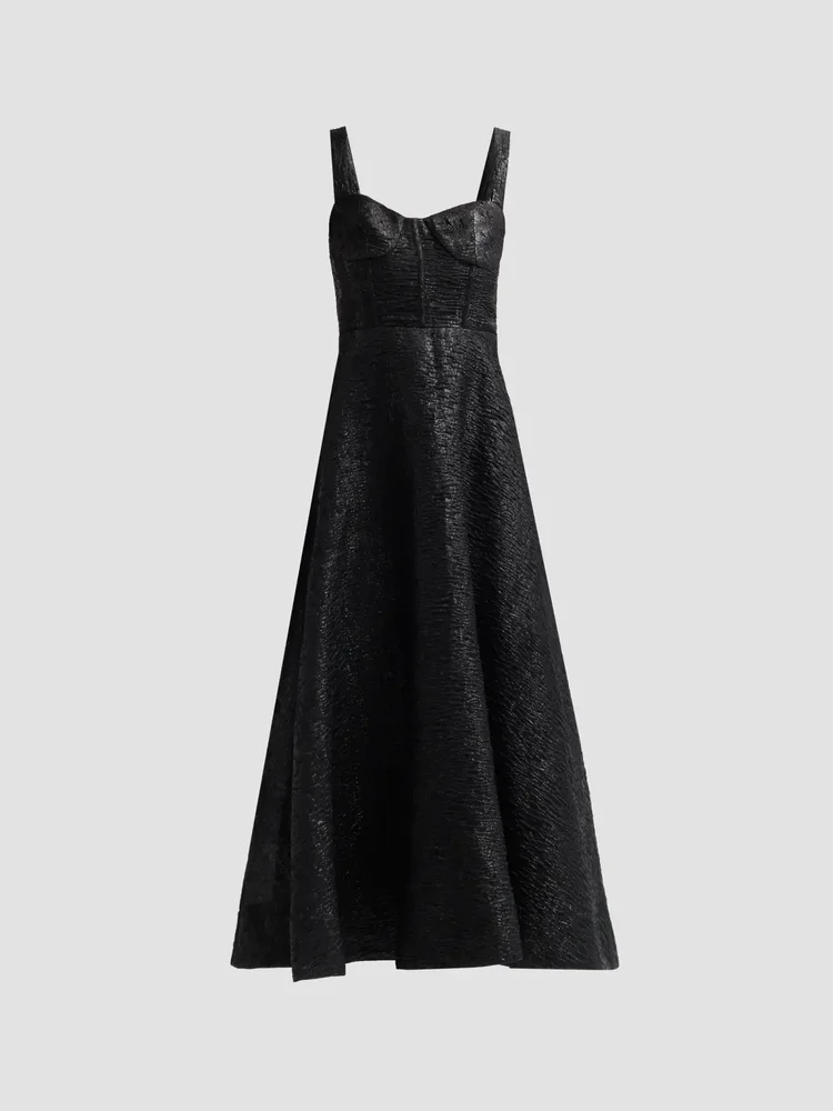 Julia Organza Jacquard Bustier Midi Dress