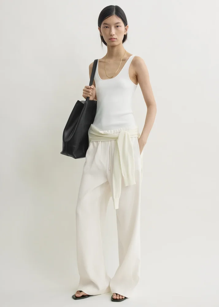 Toteme - INT Woven stripe drawstring trousers meringue
