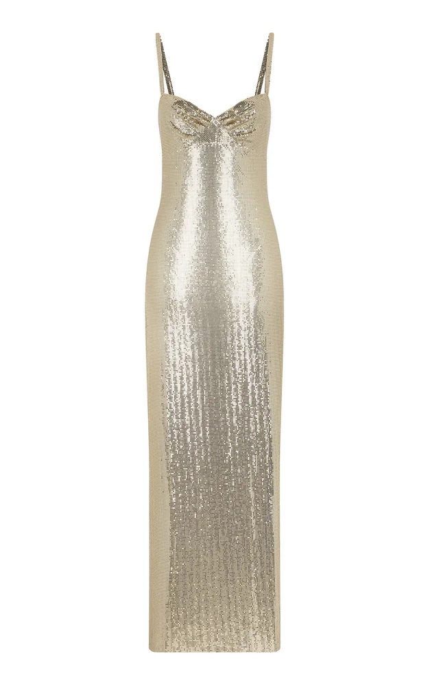 Metallic Slip Aluminum Maxi Dress