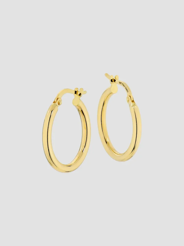 Tiny Treasures 18K Yellow Gold Hoop Earrings/15MM