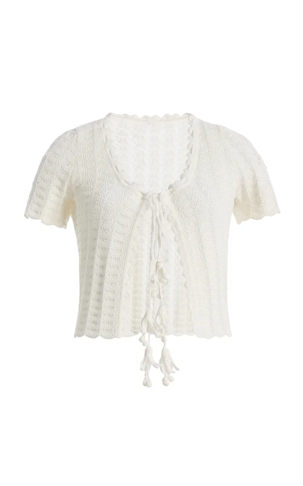 Pointelle-Knit Cotton-Silk Cardigan