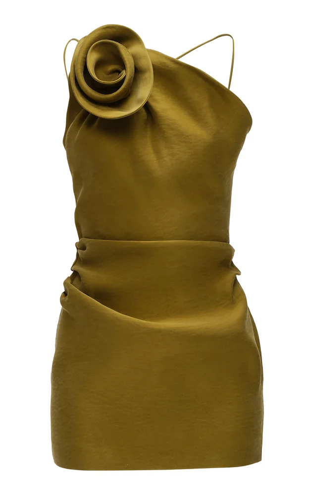 Rosette-Detailed Silk Mini Dress
