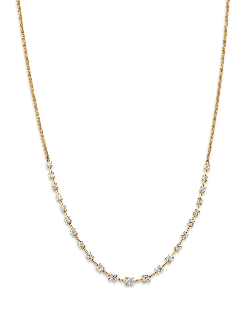 Diamond Station Tennis Necklace in 14K Yellow Gold, 1.0 tcw