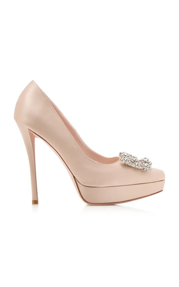 Flower Strass Satin Pumps