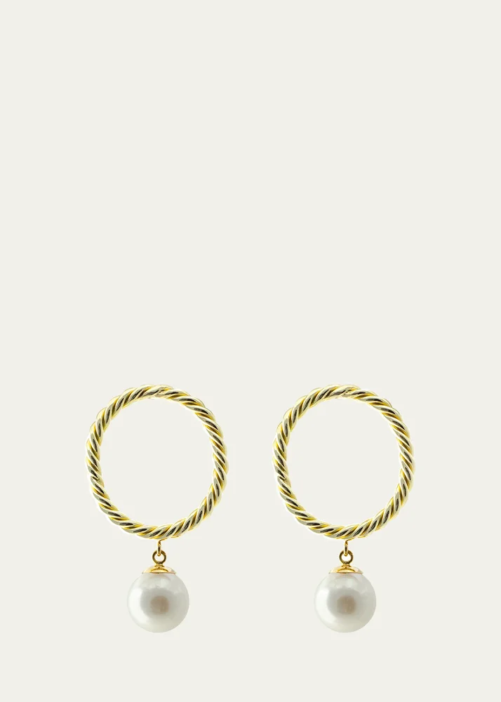 Akoya Pearl Hand-Twisted 18K Yellow Gold Earrings