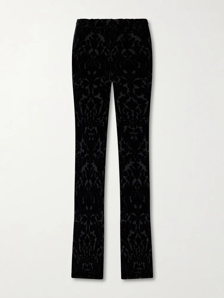 Devoré-velvet flared pants