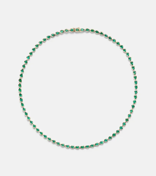 18kt gold choker with emeralds
