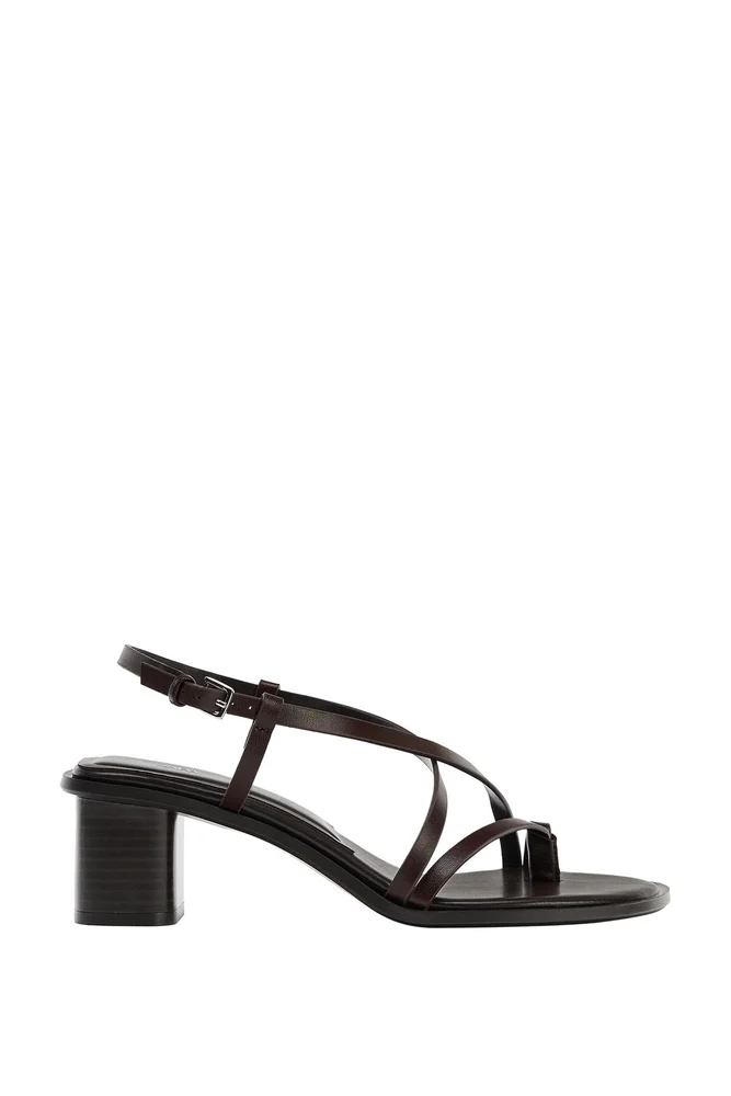 Leather Wide Heel Sandals
