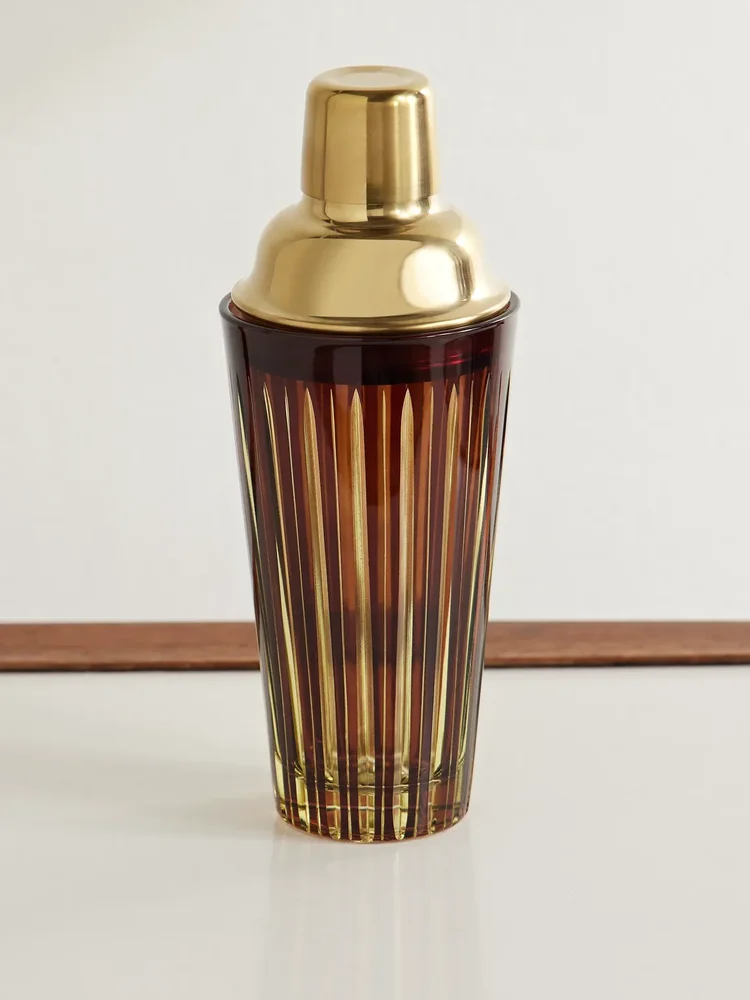 Prism Glass and Gold-Tone Cocktail Shaker