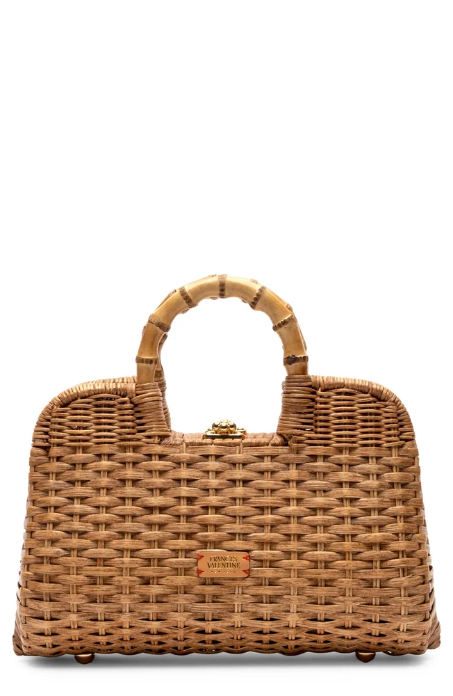 Buzzy Woven Wicker Top Handle Bag