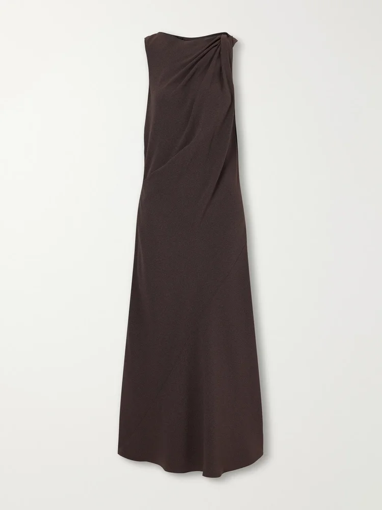 Knotted crepe midi dress