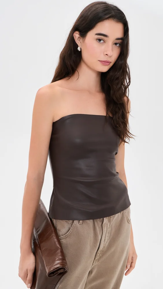 Faux Leather Tube Top