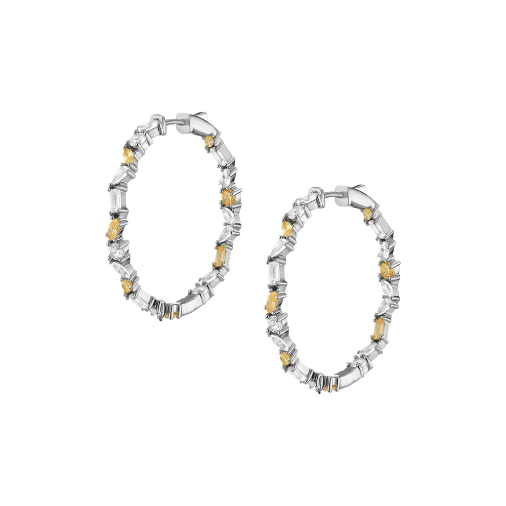 Round Lab Grown Sapphire Hoops