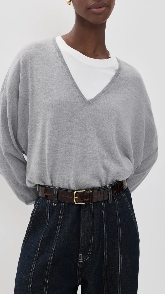 Ellie Leather Croc Belt