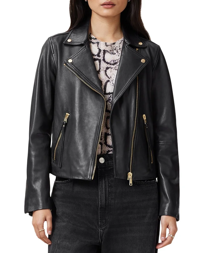 Dalby Slim Fit Leather Biker Jacket