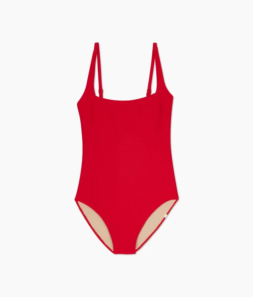 summersalt.com The Ripple Rib Square Neck One-Piece - Lava