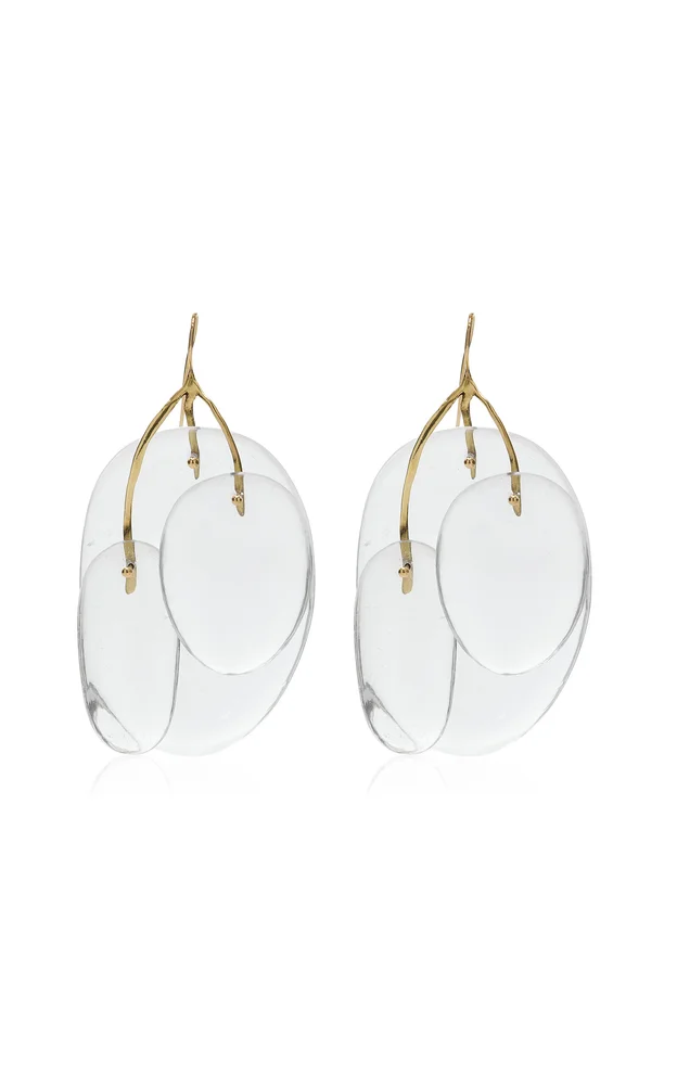 18k Green Gold Crystal Mobile Earrings