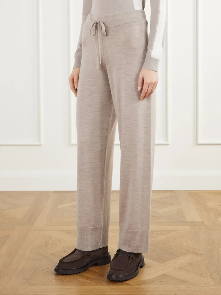 Geilo drawstring merino wool straight-leg pants