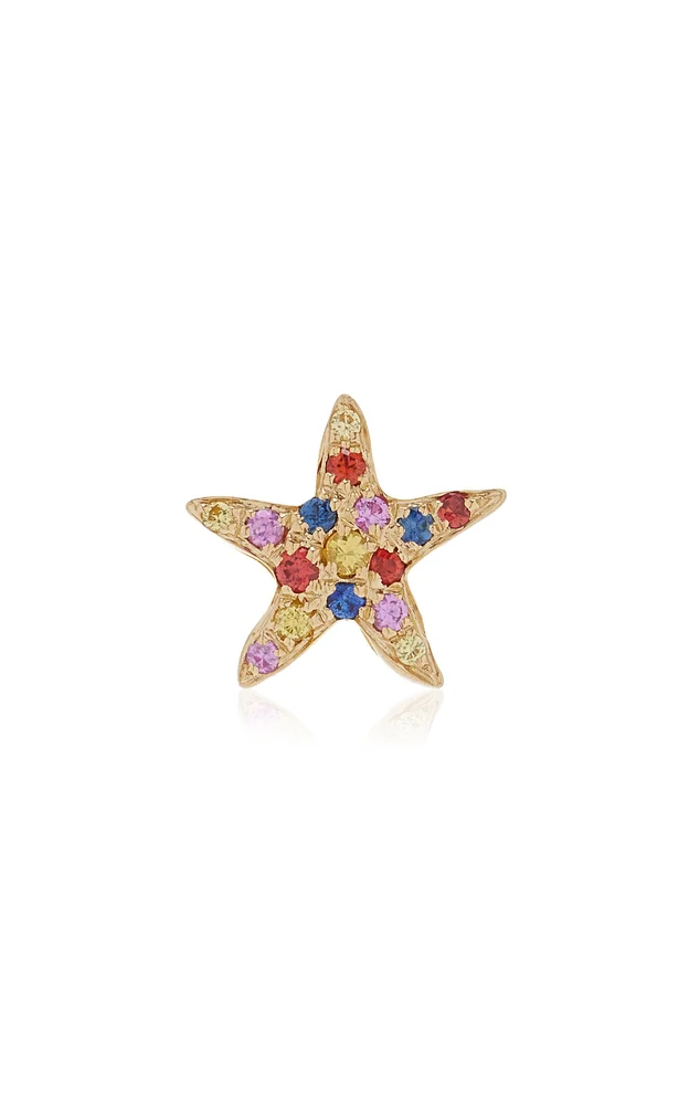 18K Gold Sapphire Single Earring