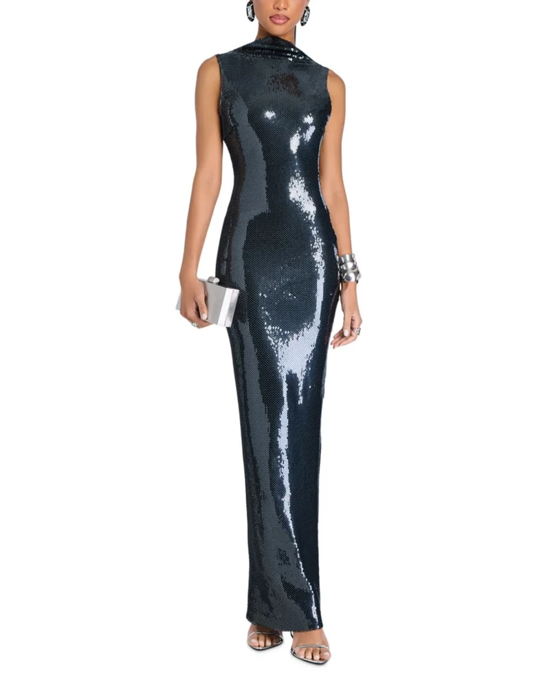 Liela Draped Sequin Gown
